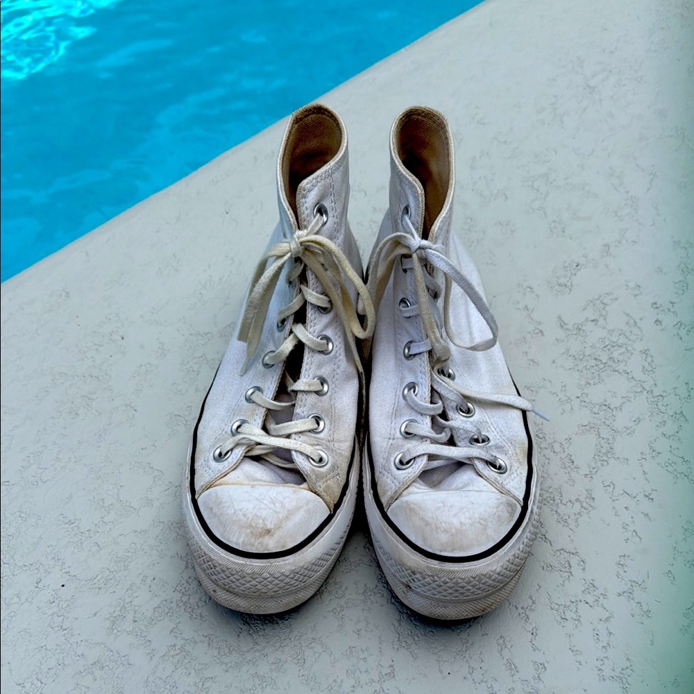 White Platform High-Top Converse Sneakers